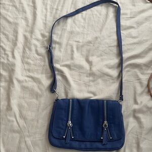 Linea Pelle Blue Leather Crossbody Bag
